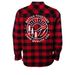 Stay Warm with CQ, a Red/ Black Unisex Flannel Shirt (back-view)