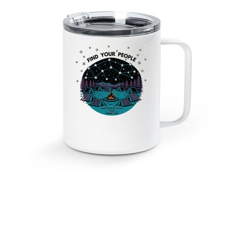Roadtrip to Camp Constellation 2026!, a White Stainless Steel Travel Mug