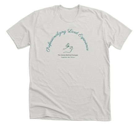 Wear Your Voice. Support Community Change., a Heather Cement Premium Unisex Tee