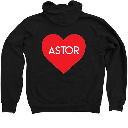 I Love Astor, a Black Zip Up Hoodie (back-view)