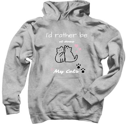 Cats at Home, a Sport Grey Pullover Hoodie