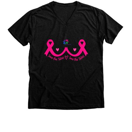 Save the Tatas, a Black Heather Premium V-Neck Tee