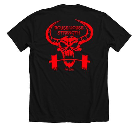 RHS Red and Black&nbsp;, a Solid Black Blend Premium Unisex Tee (back-view)