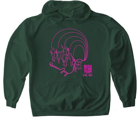 QUEER JOY, a Forest Green Softstyle Pullover Hoodie