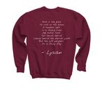 Eternal youth poem sweater, a Maroon Youth Crewneck Sweatshirt (back-view)