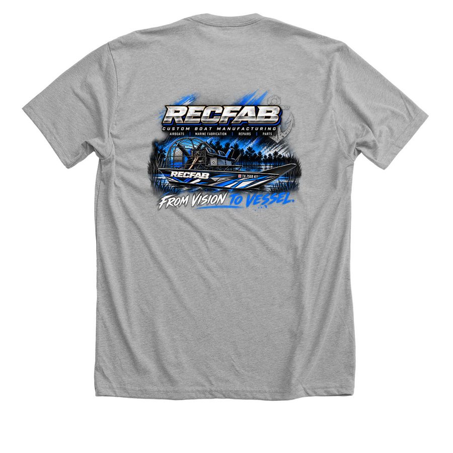 RECFAB, a Athletic Heather Premium Unisex Tee (back-view)