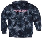 Supernova Tie Dye Hoodie, a Black Tie Dyed Pullover Hoodie (back-view)