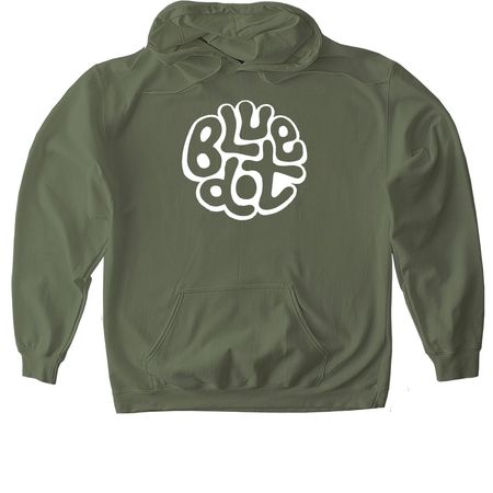 blue dot, a Military Green Gildan Softstyle Pullover Hoodie