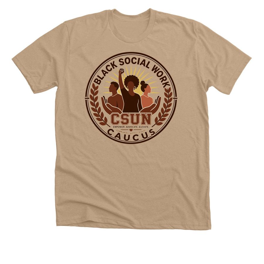 Black Social Work Caucus&nbsp;, a Heather Sand Dune Premium Unisex Tee