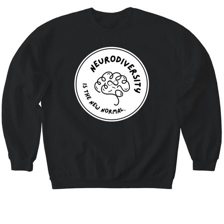 Neurodiversity with front design&nbsp;, a Black Softstyle Crewneck Sweatshirt
