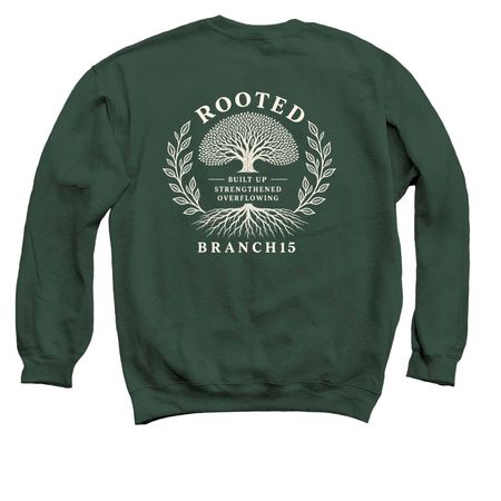 Rooted, a Forest Crewneck Sweatshirt (back-view)
