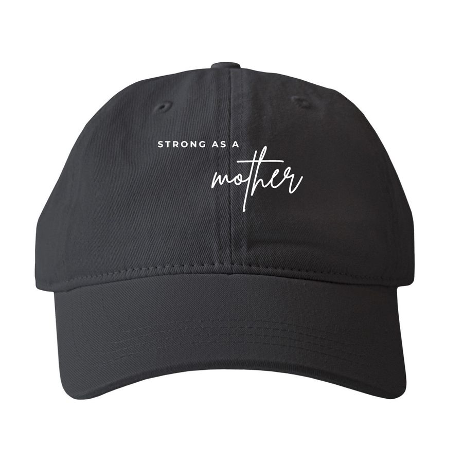 Strong as a Mother - Cancer Treatment Hats, a Black Printed Pigment Dye Baseball Cap