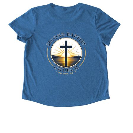 Second Baptist 2026, a Azure Blue Allmade Eco Triblend Women?s Scoop Neck Tee