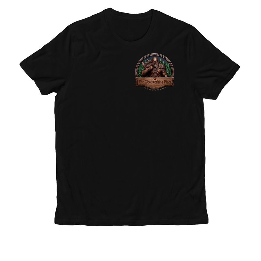 The Woodworking Piper, a Deep Black Allmade Organic Cotton Unisex Tee