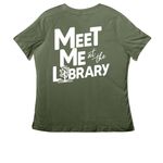 Friends of Prescott Public Library Shirts, a Military Green Women's Relaxed V-Neck Tee (back-view)