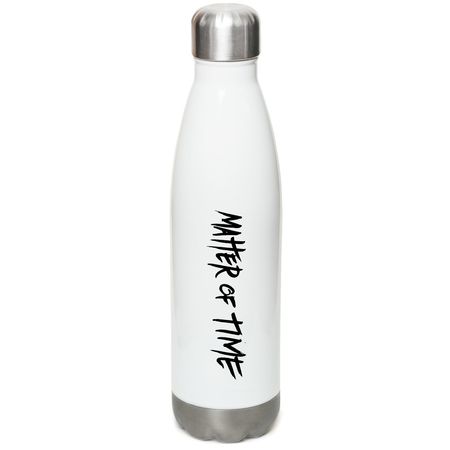 Matter of Time Water Bottle, a White Stainless Steel Water Bottle
