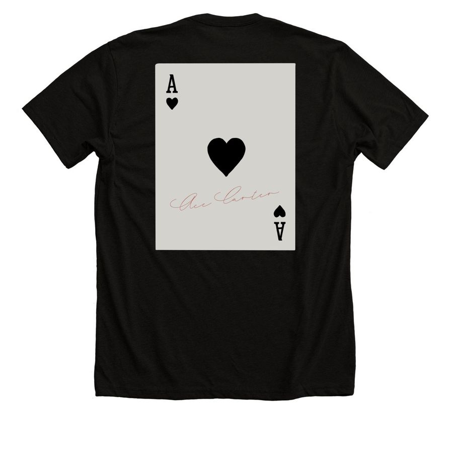 ACE OF HEARTS&nbsp;??, a Solid Black Blend Premium Unisex Tee (back-view)