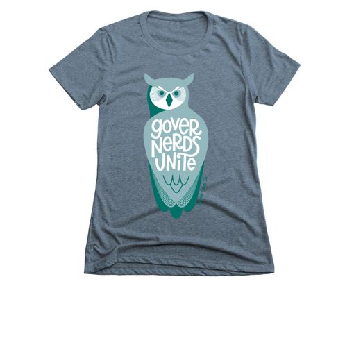 Governerds Unite Owl (Green) Indigo Women's Slim Fit Tee