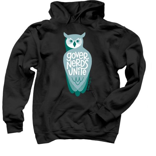 Governerds Unite Owl (Green) Black Hoodie
