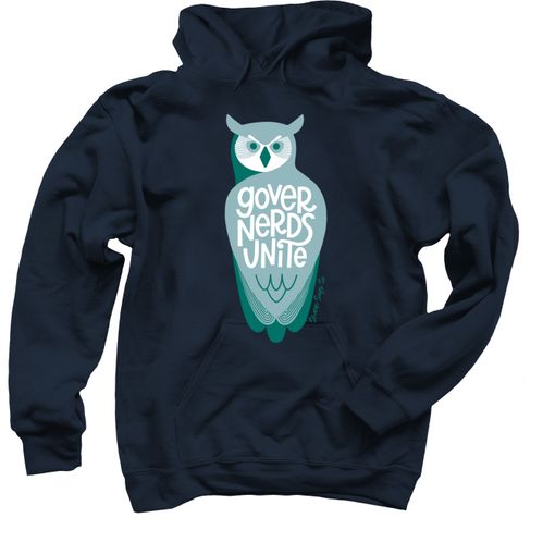 Governerds Unite Owl (Green) Navy Hoodie