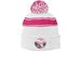 ADK 2026 Hats, a White/ Pink Raspberry Printed Stripe Pom-Pom Beanie