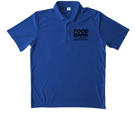 Food Bank WMA Athletic Apparel- Black Letters, a True Royal Unisex Performance Polo