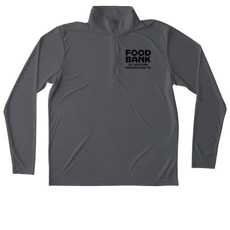 Food Bank WMA Athletic Apparel- Black Letters, a Iron Grey Unisex Performance Quarter Zip Pullover