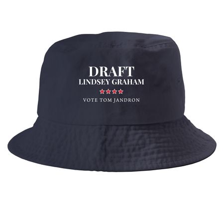 Draft Graham/Vote Jandron Hats, a Navy Printed Bucket Hat