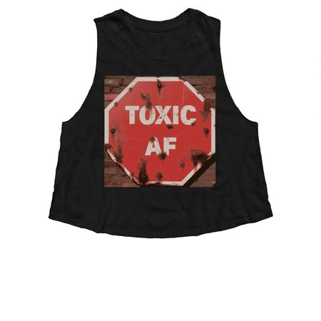 Toxic Sign&nbsp;, a Solid Black Blend Women?s Cropped Racerback Tank