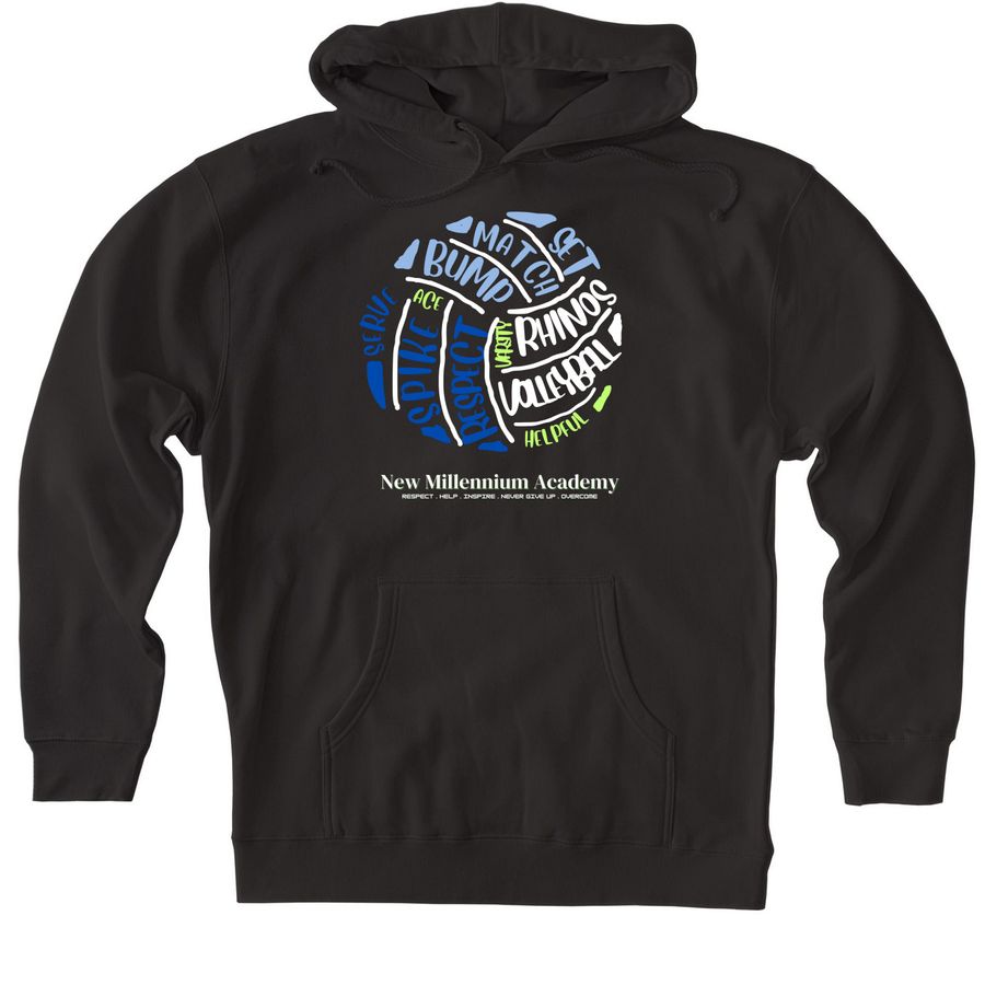 2024-2025 NMA Varsity Volleyball T-Shirt, a Black Heavyweight Pullover Hoodie
