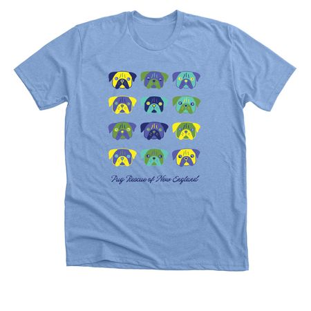 The Pug Palette Collection, a Heather Carolina Blue Premium Unisex Tee