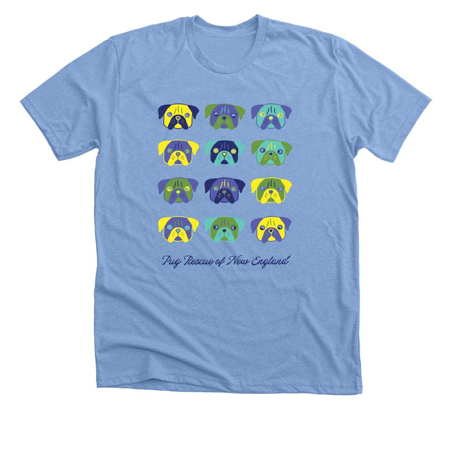 The Pug Palette Collection, a Heather Carolina Blue Premium Unisex Tee
