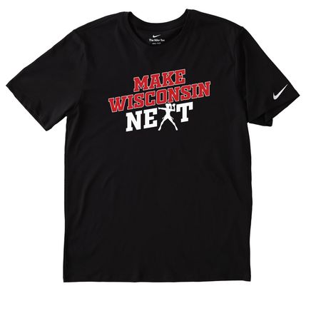 Make Wisconsin Next, a Black Nike Dri-FIT Jersey Blend Performance Tee