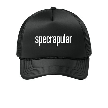 Specrapular on Hats, a Deep Black Printed Foam Trucker Hat