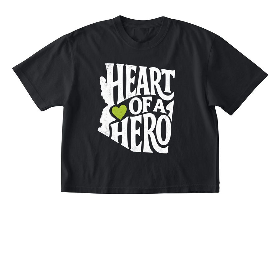 ADULT Heart of a Hero in white, a Black Comfort Colors Boxy Tee