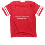 Fundraise for DJStreet, a Vintage Red / White Football Jersey Tee (back-view)