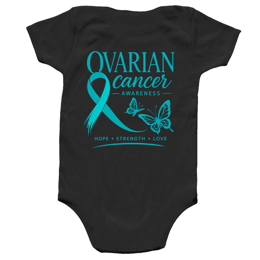 Spreading Ovarian Cancer Awareness - Baby, a Black Infant Onesie (back-view)