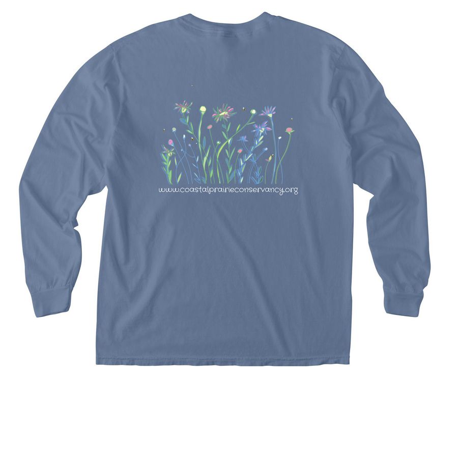 Limited Edition: White-Water Lily Shirt, a Blue Jean Comfort Colors Long Sleeve Pocket Tee (back-view)