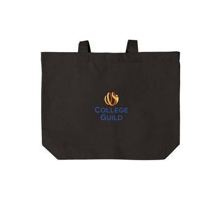 College Guild Tote Bag, a Deep Black Cotton Canvas Tote Bag