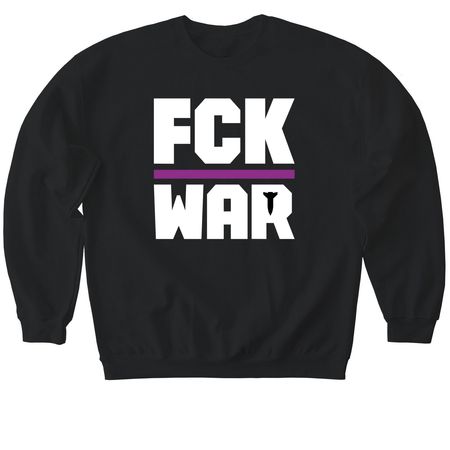 FCK WAR, a Black Softstyle Crewneck Sweatshirt