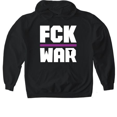 FCK WAR, a Black Gildan Softstyle Pullover Hoodie