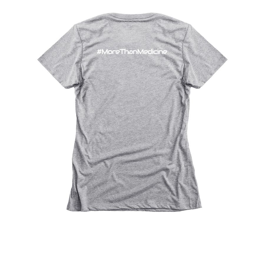 The Women's OG, a Dark Heather Grey Women's Slim Fit Tee (back-view)
