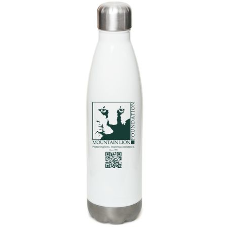 Protecting America's Lion, a White Stainless Steel Water Bottle (back-view)
