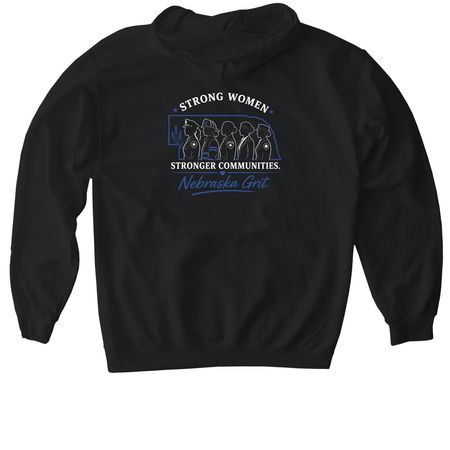 Nebraska Grit (Blue), a Black Gildan Softstyle Pullover Hoodie