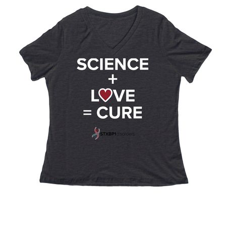 SCIENCE + LOVE = CURE Mason Michels&nbsp;, a Dark Grey Heather Women's Relaxed V-Neck Tee