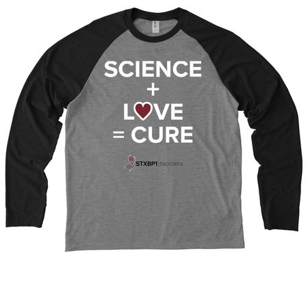 SCIENCE + LOVE = CURE Mason Michels&nbsp;, a Deep Black/ Aluminum Grey Allmade Eco Triblend Colorblock Raglan Long Sleeve Tee