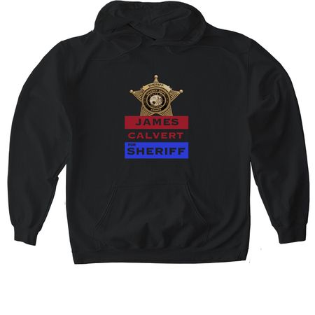 Shirt: James Calvert, a Black Gildan Softstyle Pullover Hoodie