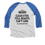 Homecoming Slam Shirts, a Vintage Royal and Heather White 3/4 Sleeve Baseball Tee (back-view)