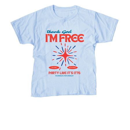 4th of July, a Light Blue Youth Unisex Tee
