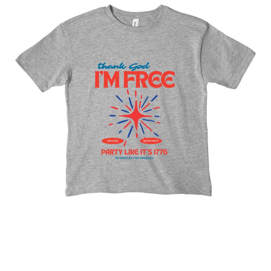 4th of July, a Athletic Heather Youth Heavyweight Tee